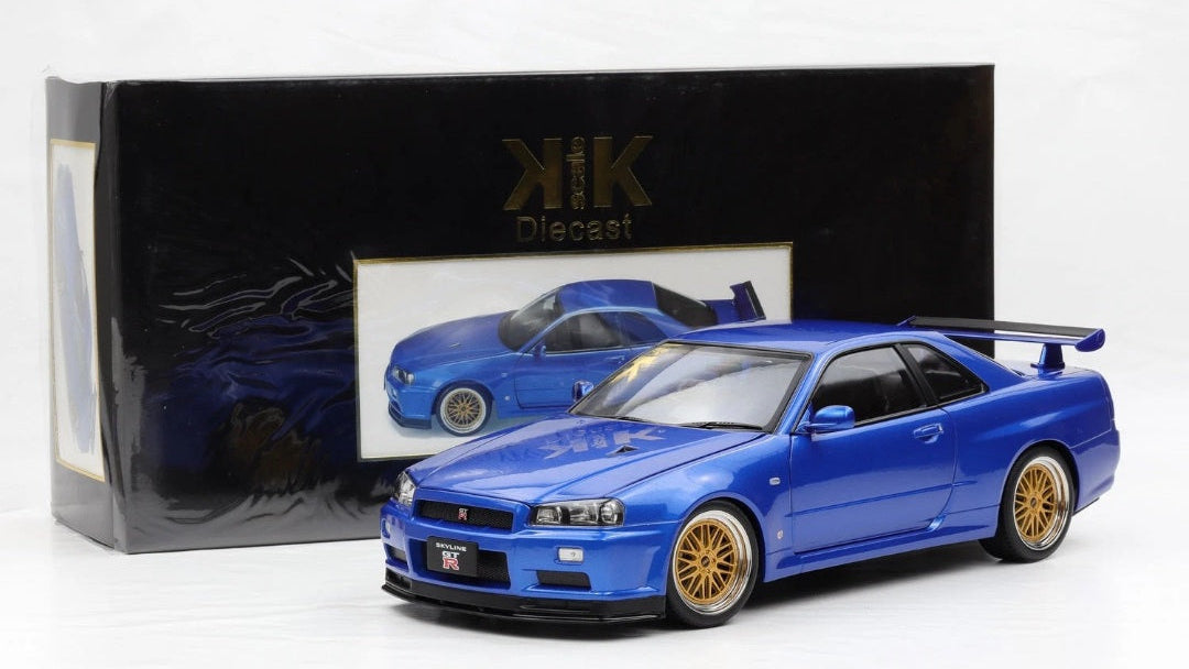 1/12 KK-Scale Nissan Skyline GT-R R34 V-SPEC II 2001 Cerchi BBS Blue metal