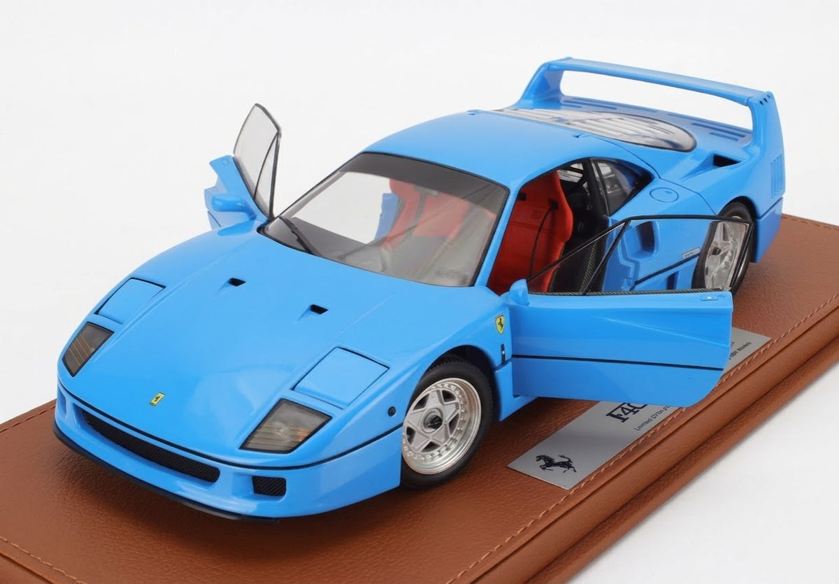 1/18 BBR-MODELS Ferrari F40 1987 con vetrina - with showcase Kyosho azzurro die-cast