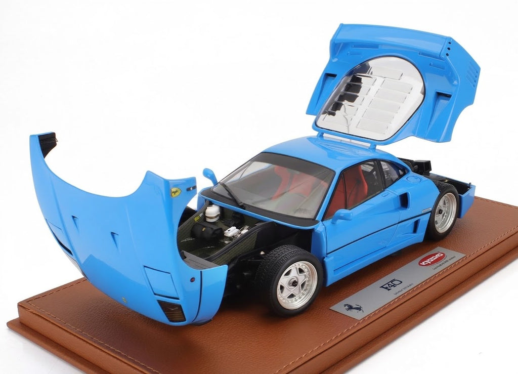 1/18 BBR-MODELS Ferrari F40 1987 con vetrina - with showcase Kyosho azzurro die-cast