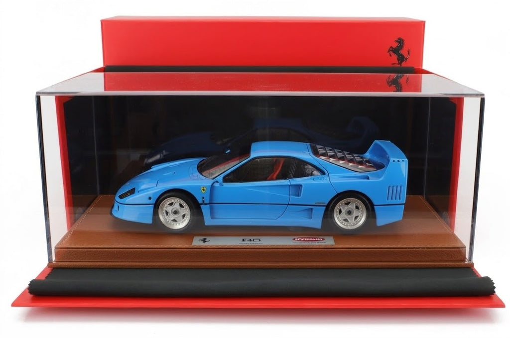1/18 BBR-MODELS Ferrari F40 1987 con vetrina - with showcase Kyosho azzurro die-cast